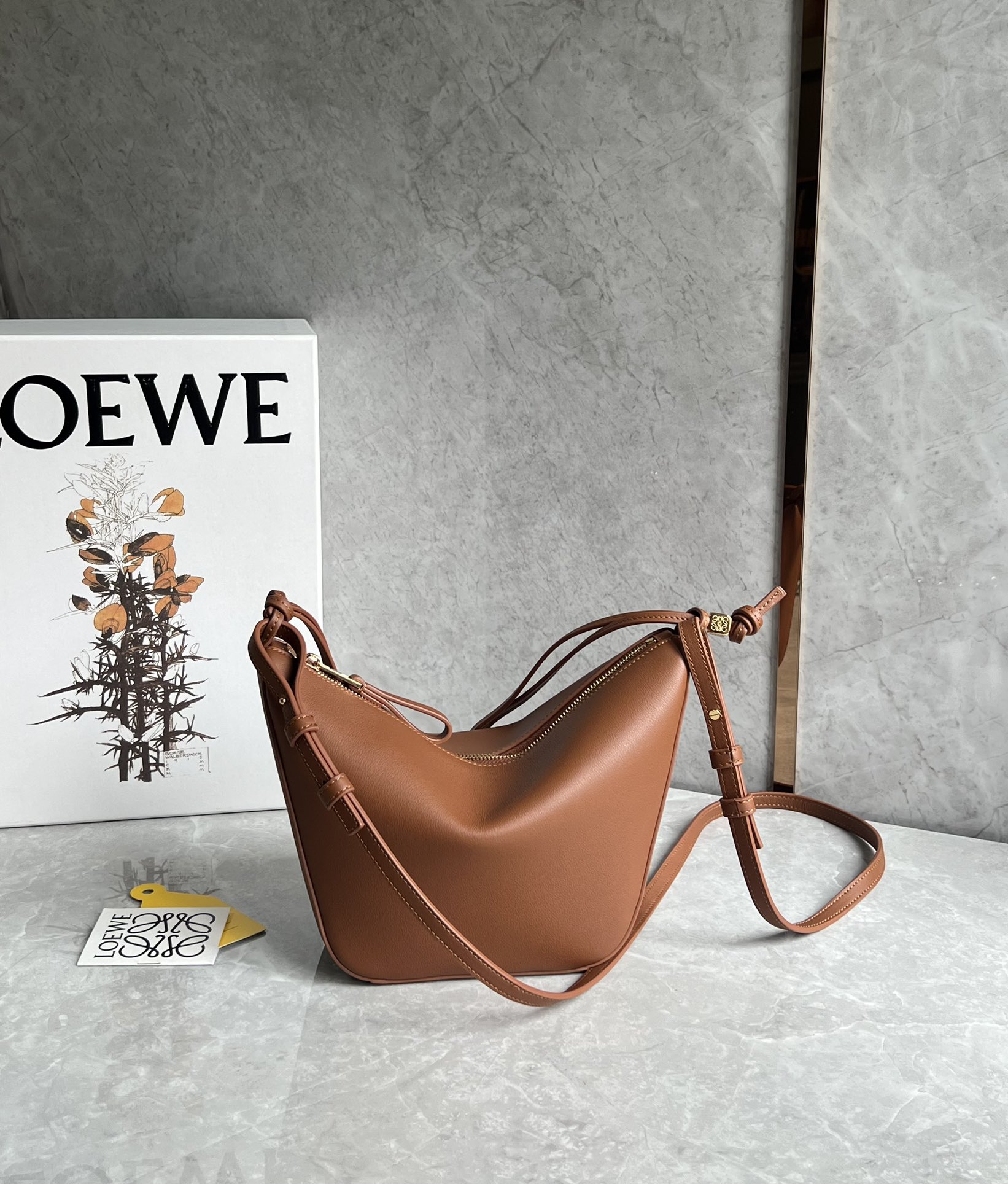 Loewe Mini Hammock Hobo Bag in Classic Calfskin Caramel